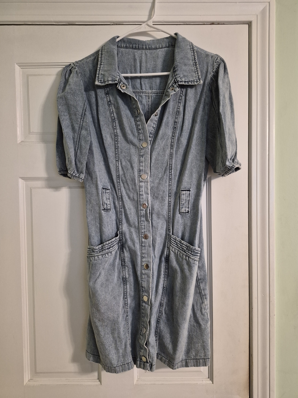 Light Wash Denim Button-Front Dress